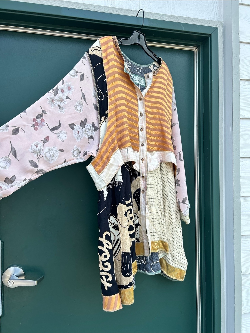 Mixed-Panel Boho Blouse - Yellow Stripe Mix - Picture 2 of 13